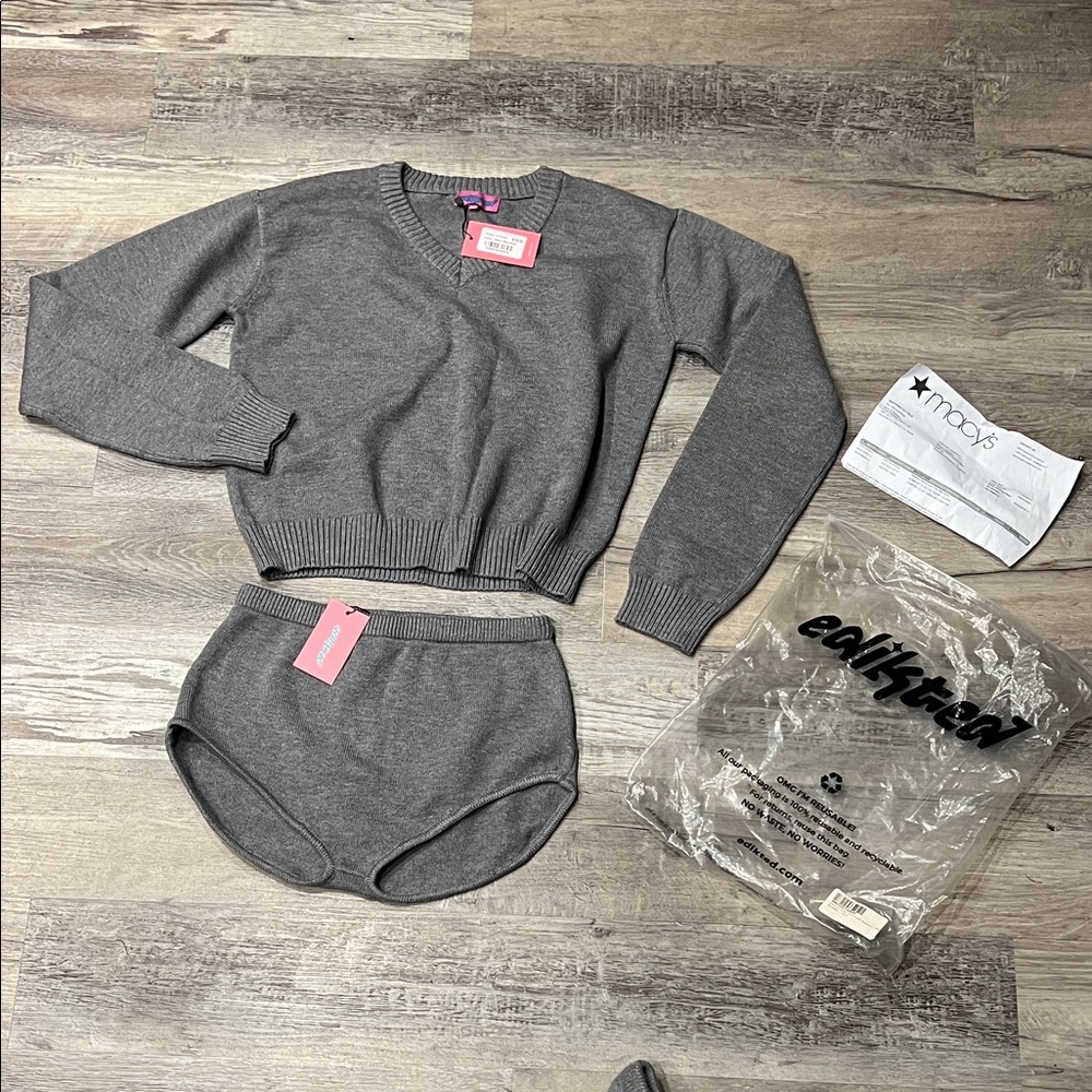 Edikted Gray Melange Knit matching set